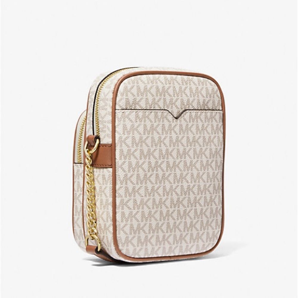 Michael Kors Jet Set Travel Medium Logo Crossbody‎ Bag vanilla/Brown NWT - Picture 3 of 7
